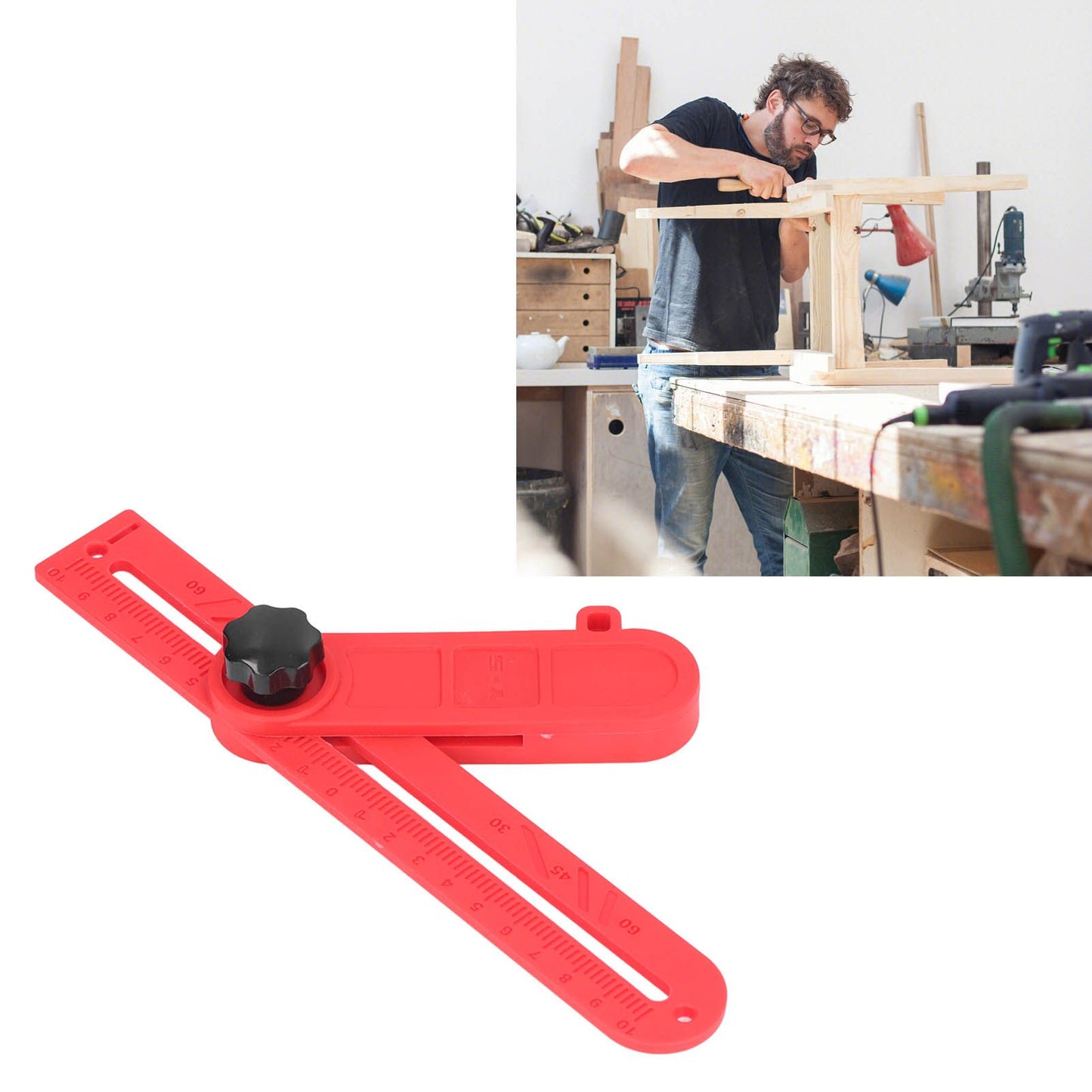 Plastic Angle Measuring Ruler Adjustable DIY Angle Finder Protractor for Woodworking and Home Improvement V1294-YM0523-3111220056911