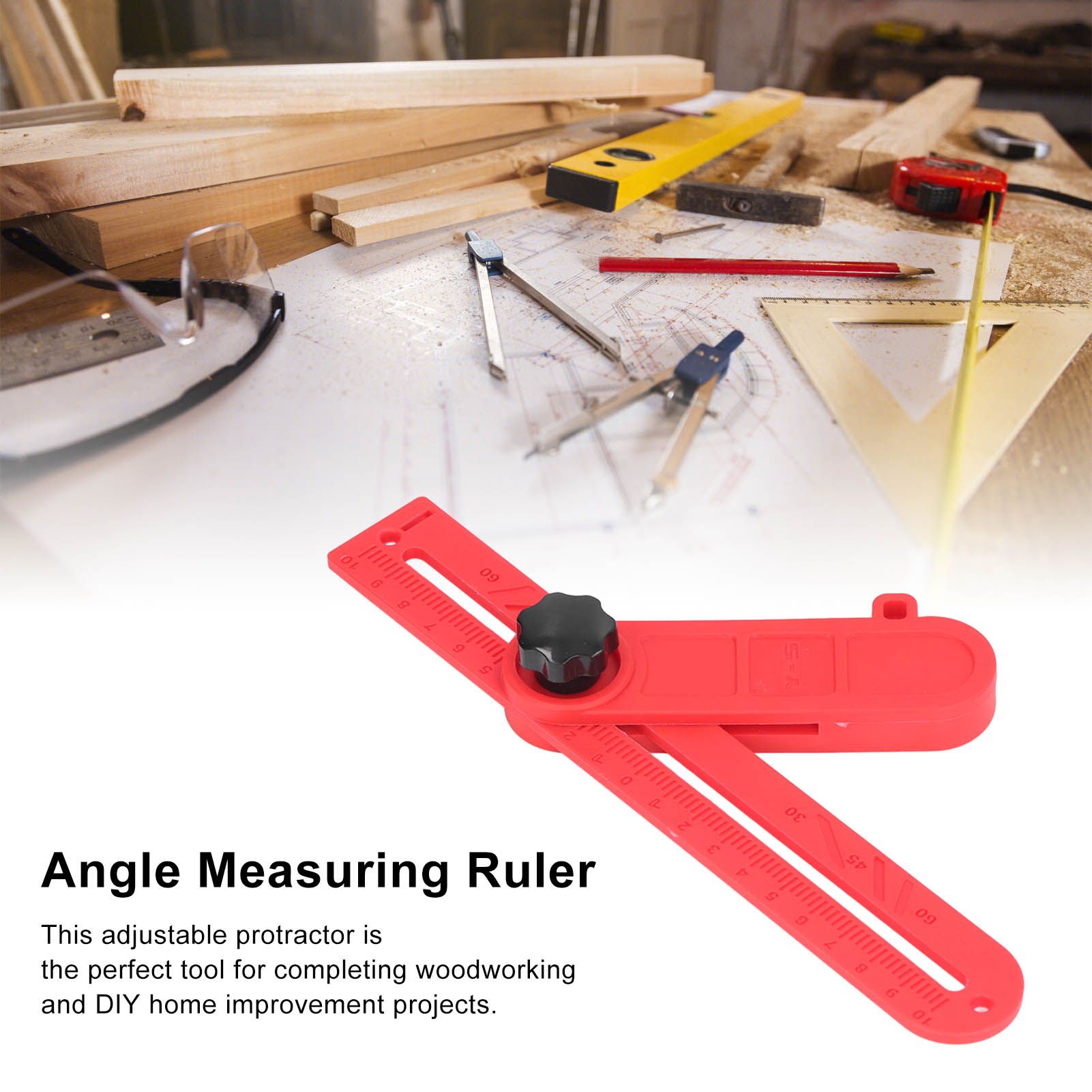 Plastic Angle Measuring Ruler Adjustable DIY Angle Finder Protractor for Woodworking and Home Improvement V1294-YM0523-3111220056911