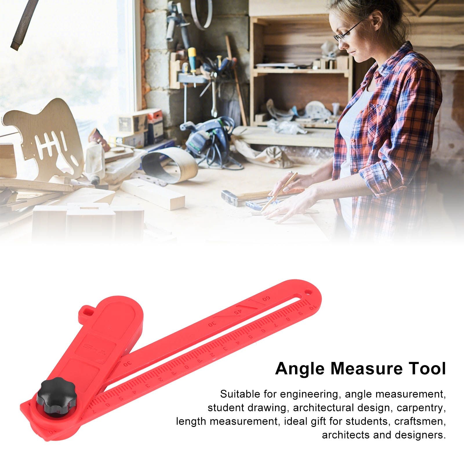 Plastic Angle Measuring Ruler Adjustable DIY Angle Finder Protractor for Woodworking and Home Improvement V1294-YM0523-3111220056911