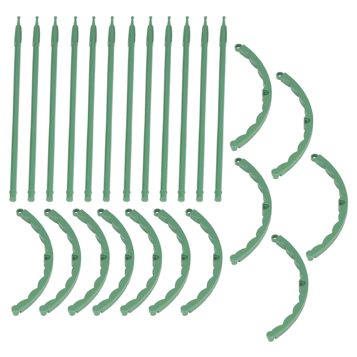 12 Sets Plant Support Stakes with Half Round Support Ring Plastic Garden Tool for Flower Pot Vegetable V1294-YM0523-3111220057311