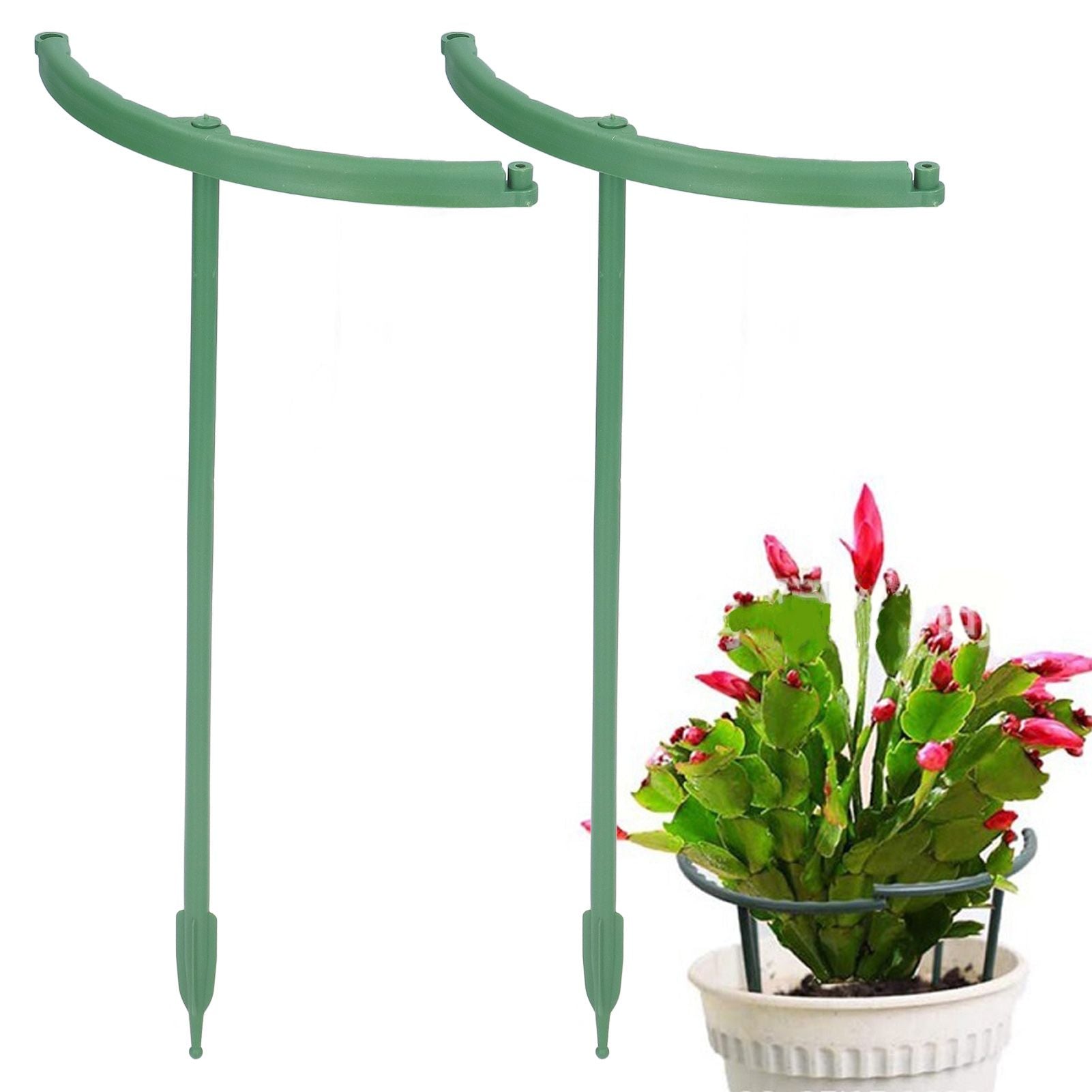 12 Sets Plant Support Stakes with Half Round Support Ring Plastic Garden Tool for Flower Pot Vegetable V1294-YM0523-3111220057311