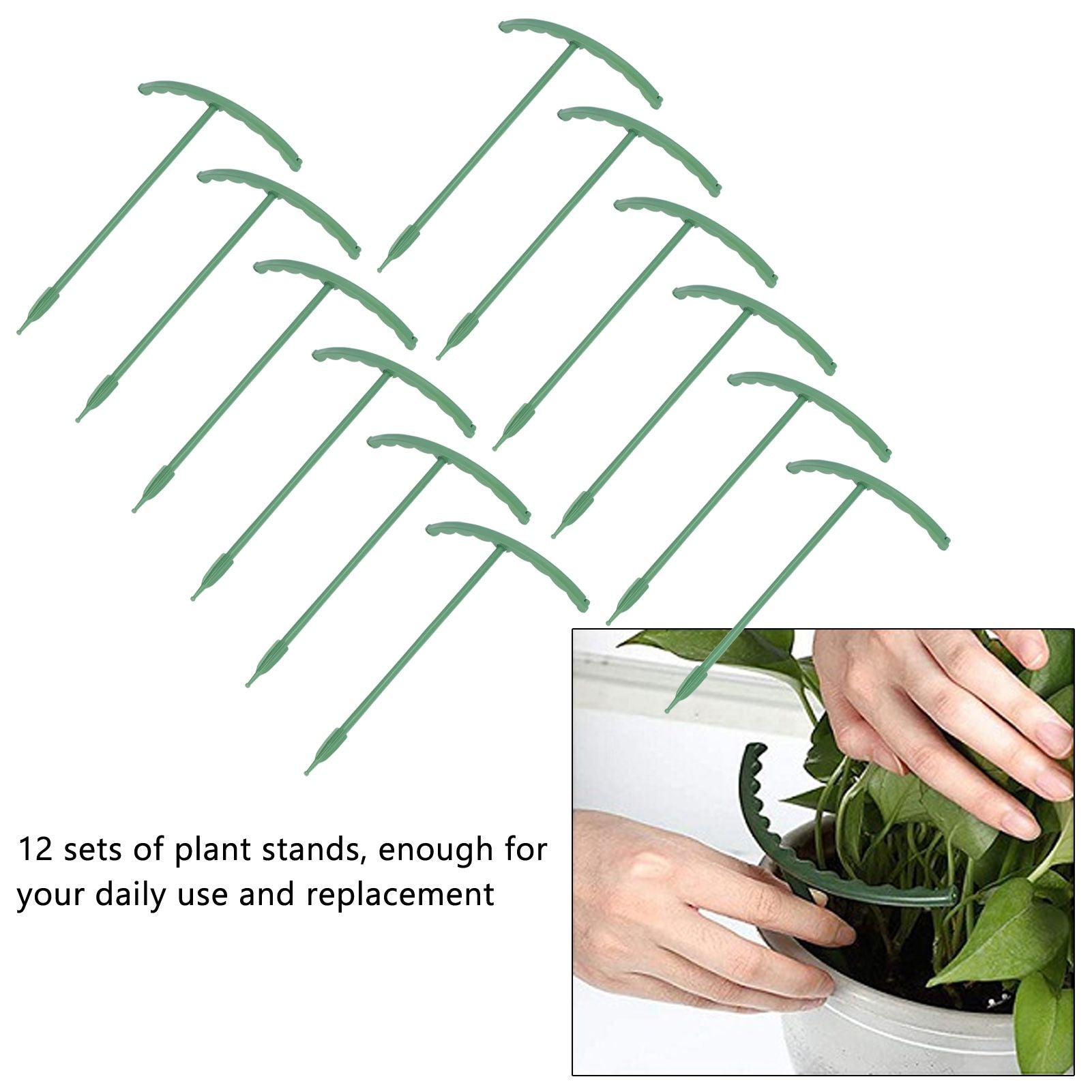 12 Sets Plant Support Stakes with Half Round Support Ring Plastic Garden Tool for Flower Pot Vegetable V1294-YM0523-3111220057311