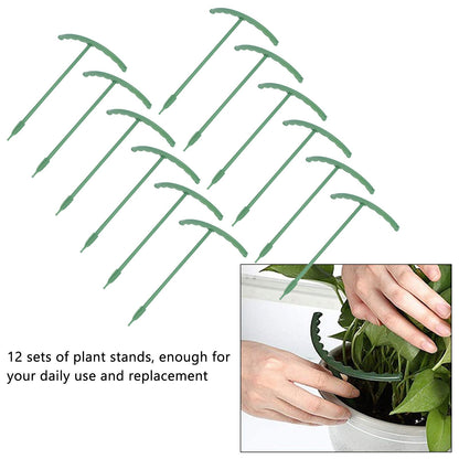 12 Sets Plant Support Stakes with Half Round Support Ring Plastic Garden Tool for Flower Pot Vegetable V1294-YM0523-3111220057311