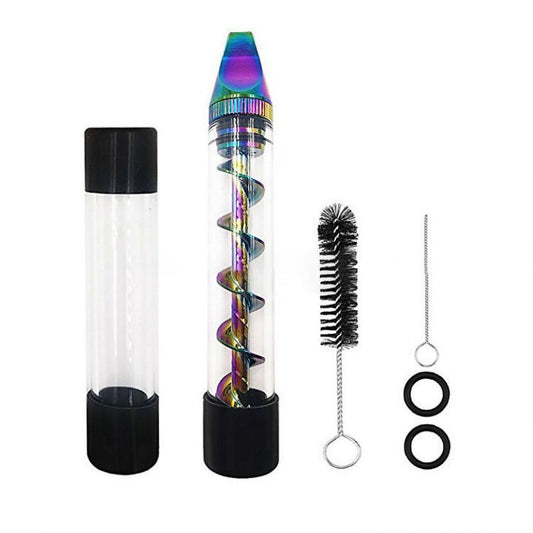 Mini Spiral Tobacco Pipe Flat Mouth Smoking Tube Glass Atomizer Set with Cleaning Tools V1294-YM0523-3111220059311