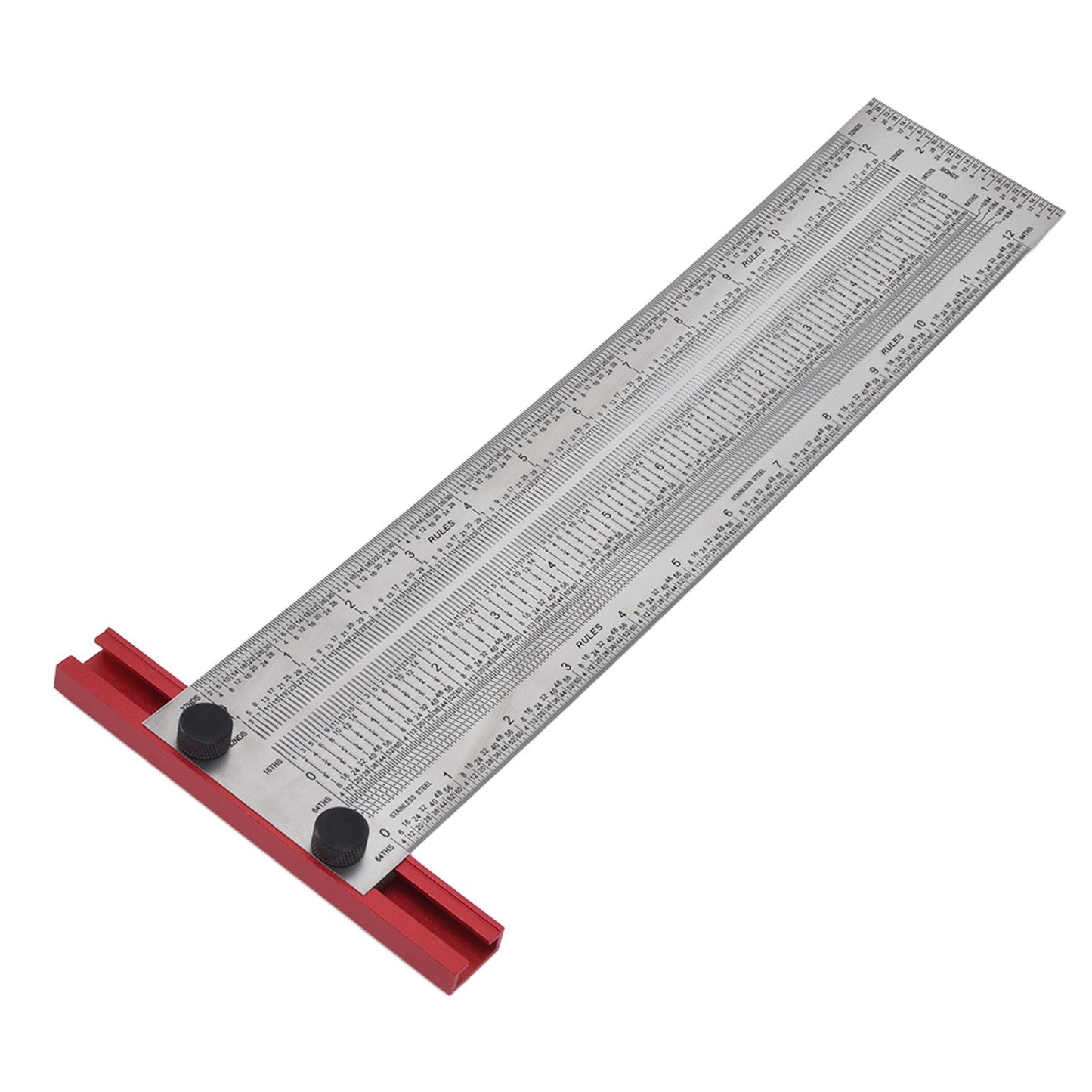 T Rule Stainless Steel Silver Scribing Ruler Woodworking Measuring Tool Positioning Gauge 12in V1294-YM0523-3111220060913