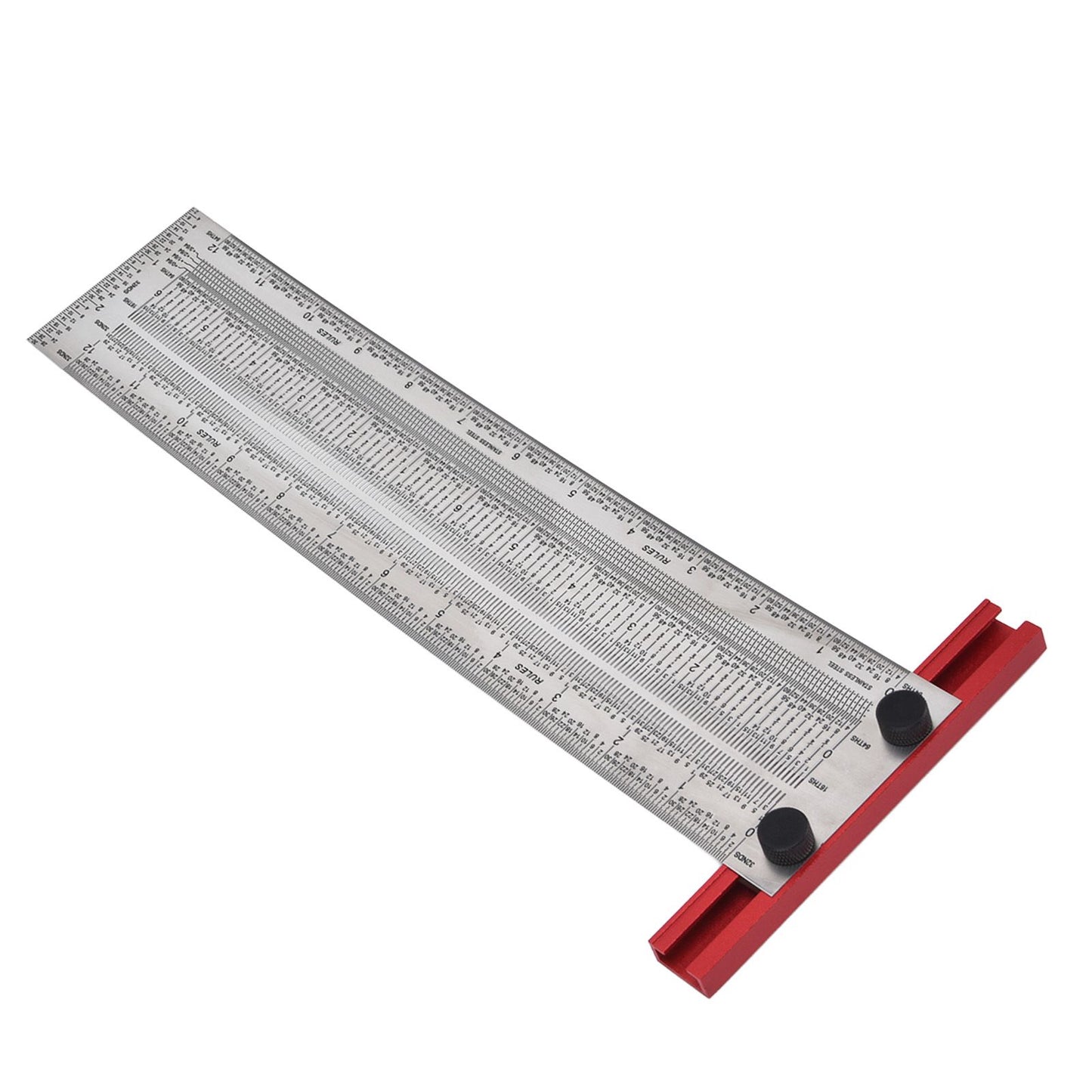 T Rule Stainless Steel Silver Scribing Ruler Woodworking Measuring Tool Positioning Gauge 12in V1294-YM0523-3111220060913