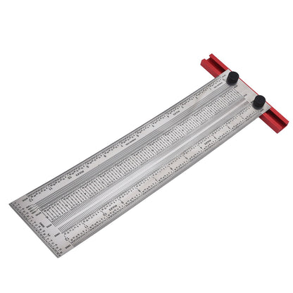 T Rule Stainless Steel Silver Scribing Ruler Woodworking Measuring Tool Positioning Gauge 12in V1294-YM0523-3111220060913