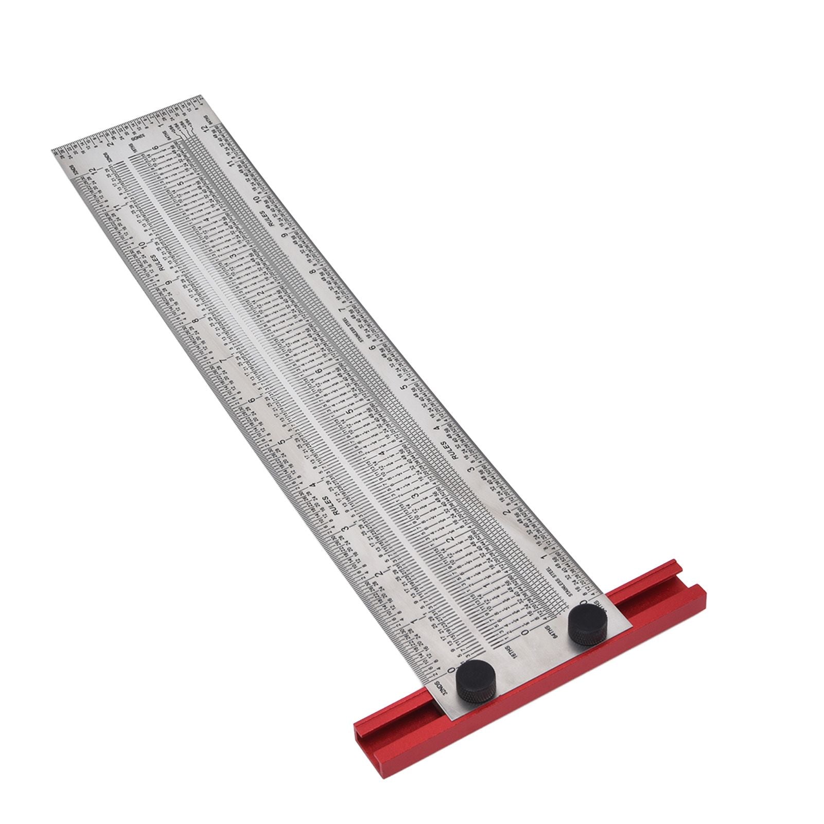T Rule Stainless Steel Silver Scribing Ruler Woodworking Measuring Tool Positioning Gauge 12in V1294-YM0523-3111220060913