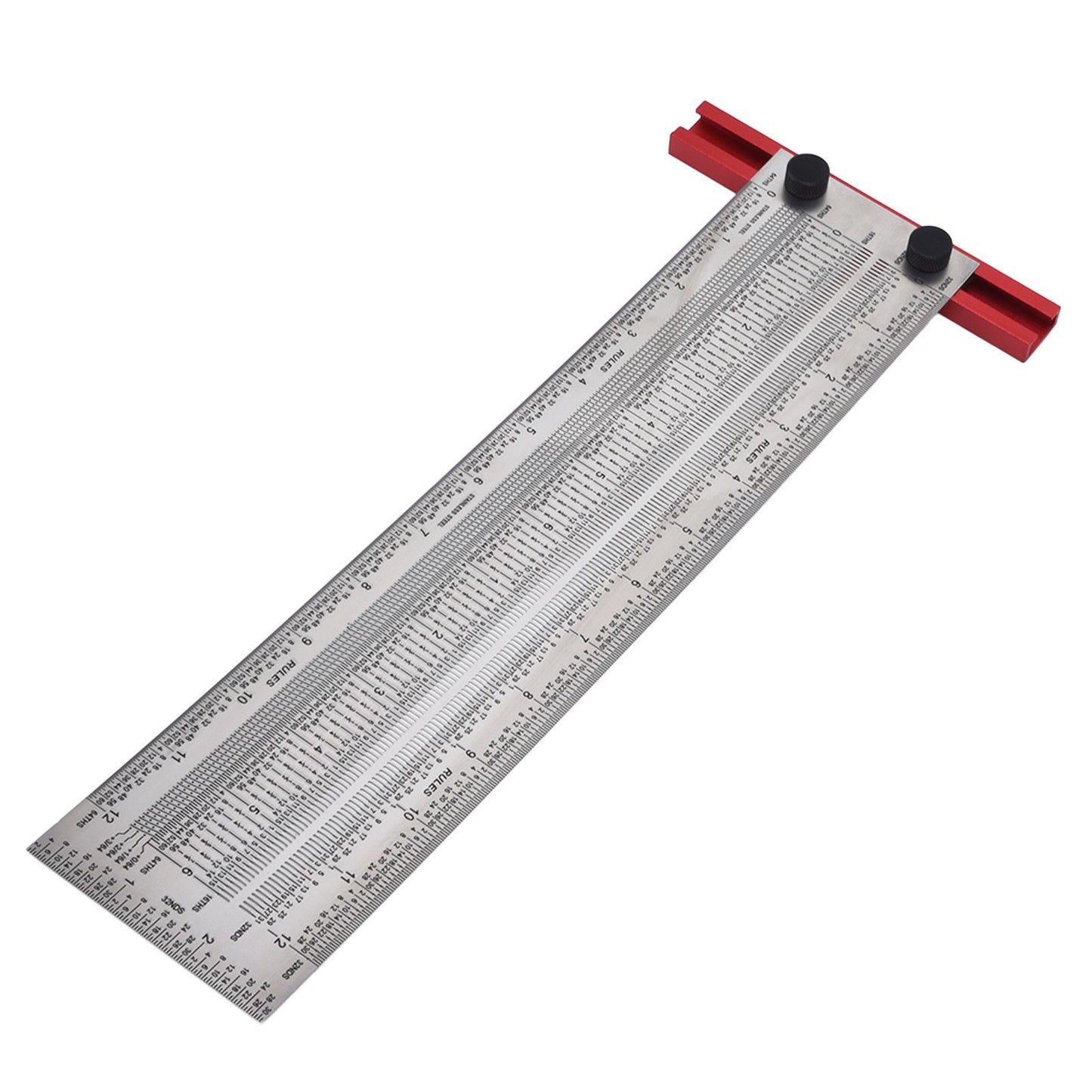T Rule Stainless Steel Silver Scribing Ruler Woodworking Measuring Tool Positioning Gauge 12in V1294-YM0523-3111220060913