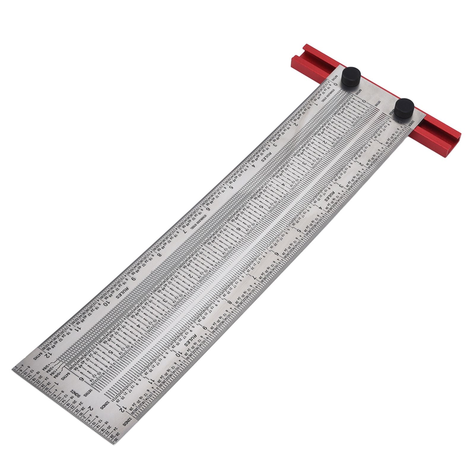 T Rule Stainless Steel Silver Scribing Ruler Woodworking Measuring Tool Positioning Gauge 12in V1294-YM0523-3111220060913