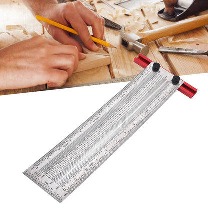 T Rule Stainless Steel Silver Scribing Ruler Woodworking Measuring Tool Positioning Gauge 12in V1294-YM0523-3111220060913