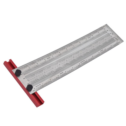 T Rule Stainless Steel Silver Scribing Ruler Woodworking Measuring Tool Positioning Gauge 12in V1294-YM0523-3111220060913