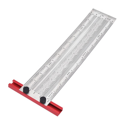 T Rule Stainless Steel Silver Scribing Ruler Woodworking Measuring Tool Positioning Gauge 12in V1294-YM0523-3111220060913