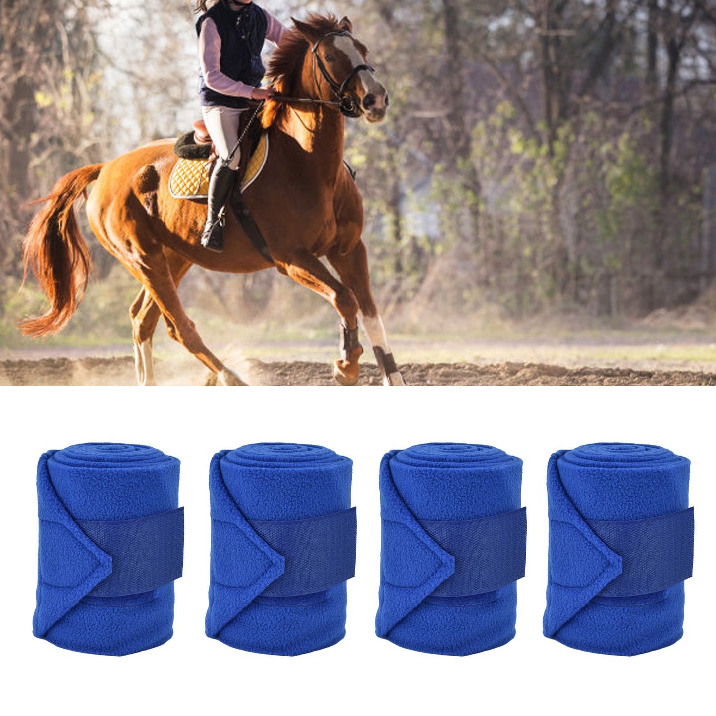 4Pcs Horse Leg Warp Hoop and Loop Fastener Guard Soft Polyester Set Kit for Dog Cow Cat Blue V1294-YM0523-3111220061211