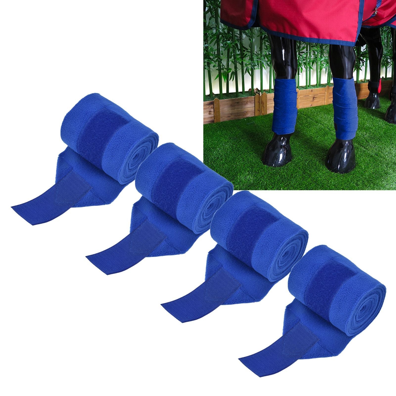4Pcs Horse Leg Warp Hoop and Loop Fastener Guard Soft Polyester Set Kit for Dog Cow Cat Blue V1294-YM0523-3111220061211
