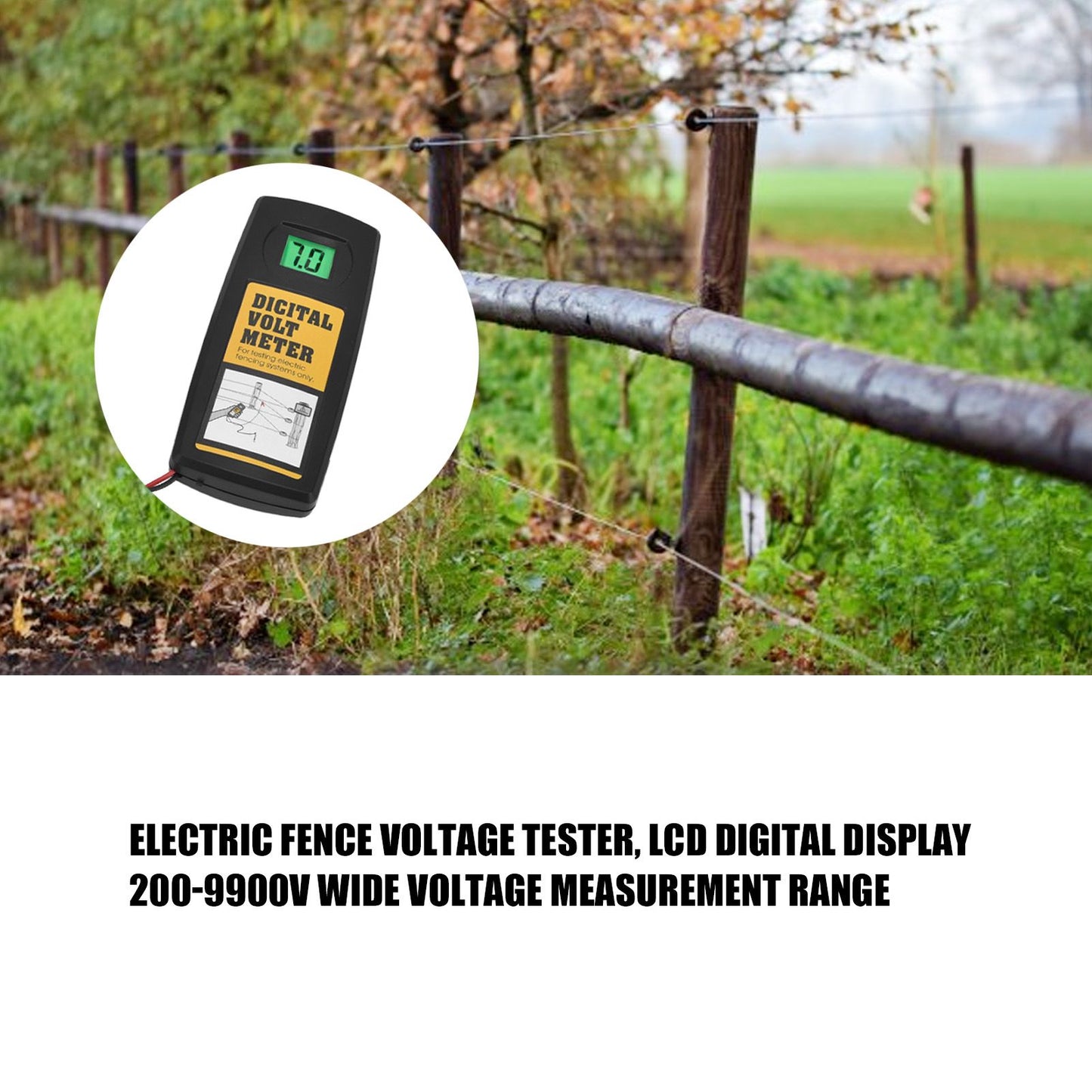 Electric Fence Voltage Meter 9.9KV LCD Digital Display Voltage Tester with Backlight 200-9900V V1294-YM0523-3111220061611