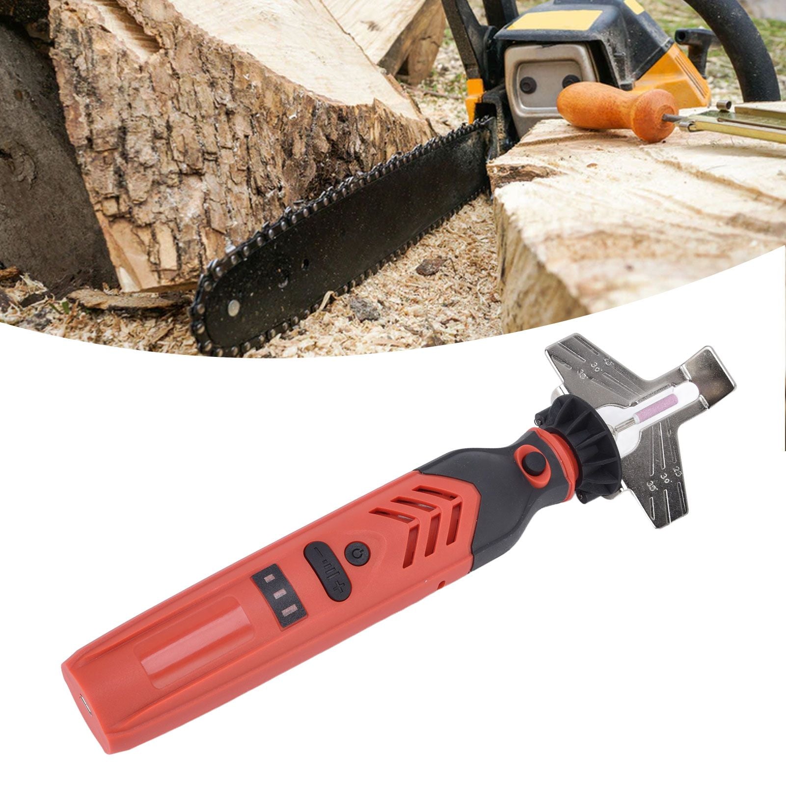 DC3.6V Cordless Saw Sharpener Kit Handheld Chainsaw Sharpening Kit Red Chain Saw Sharpen Tool Set V1294-YM0523-3111220062211