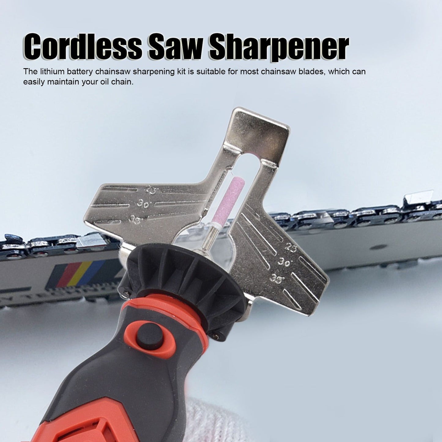 DC3.6V Cordless Saw Sharpener Kit Handheld Chainsaw Sharpening Kit Red Chain Saw Sharpen Tool Set V1294-YM0523-3111220062211