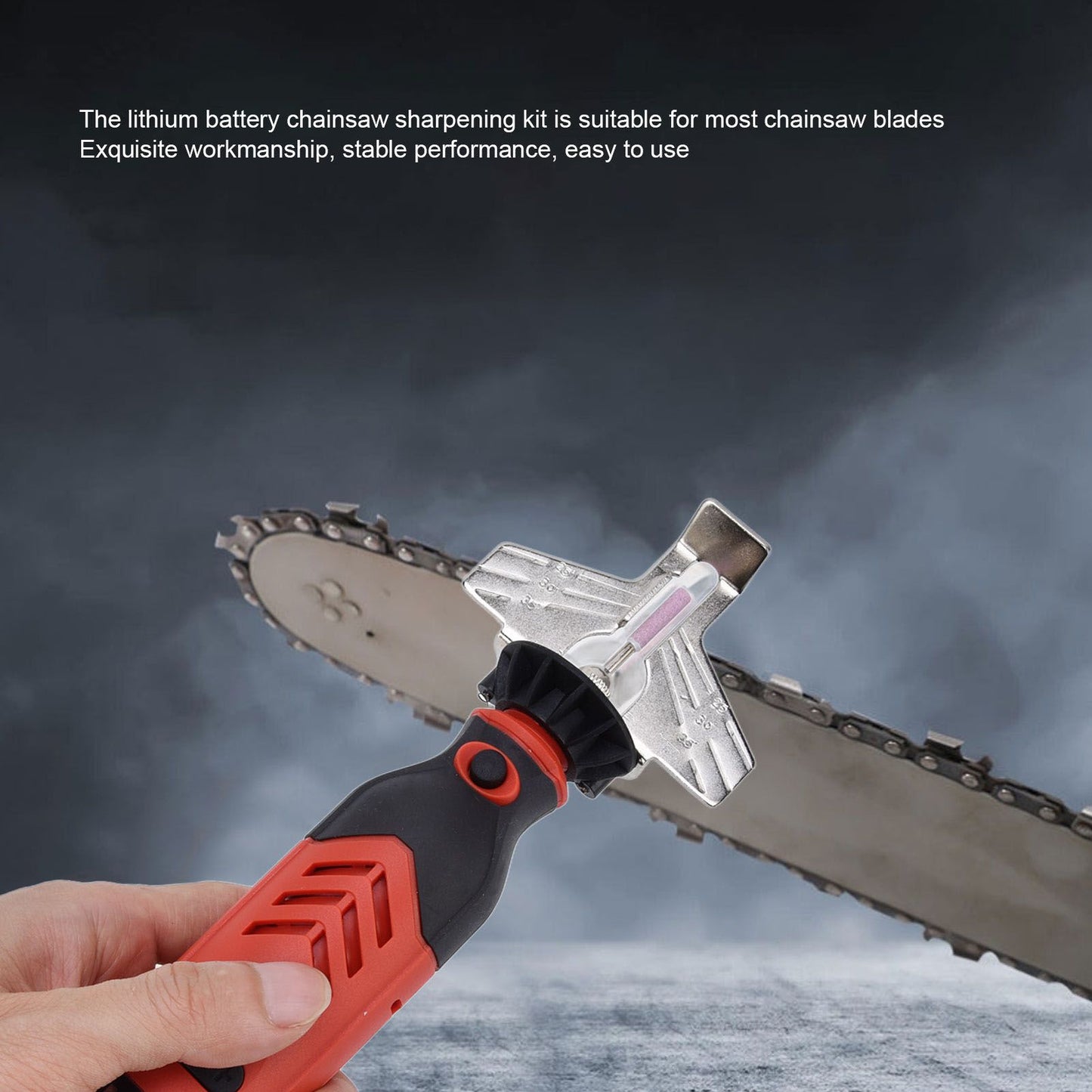 DC3.6V Cordless Saw Sharpener Kit Handheld Chainsaw Sharpening Kit Red Chain Saw Sharpen Tool Set V1294-YM0523-3111220062211