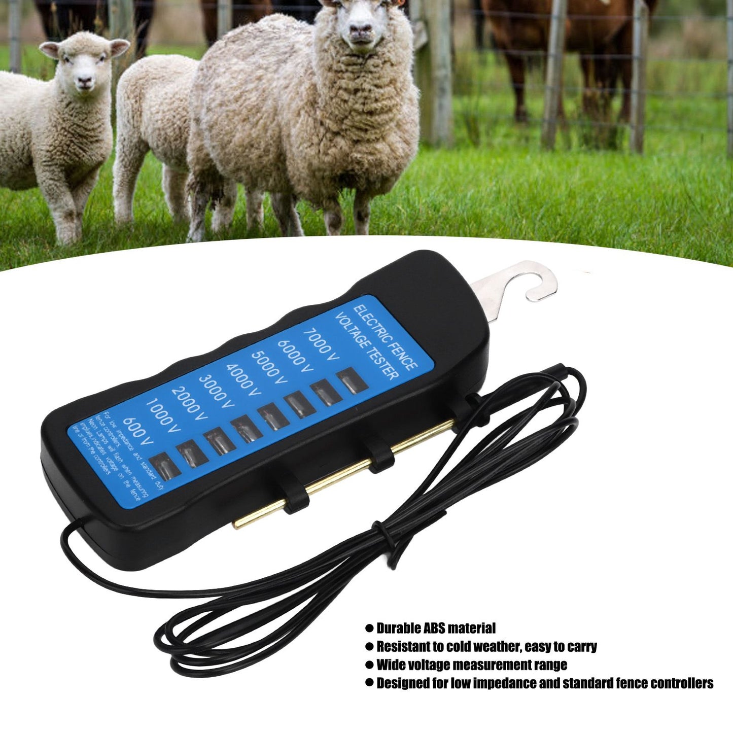 Electric Fence Tester Multi Light Voltage Detection Portable for Farm Supply Fencing ABS 7000V V1294-YM0523-3111220063011