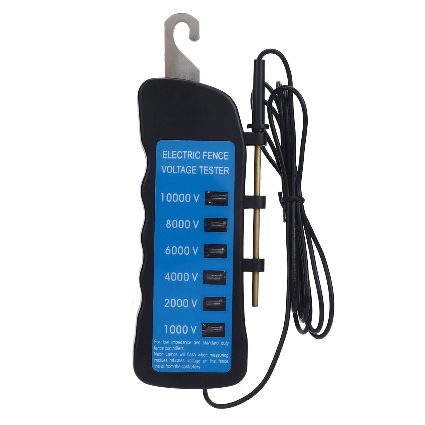 Electric Fence Tester Voltage Meter 10000V Waterproof Portable Tool with 6pcs Light for Farm V1294-YM0523-3111220063111
