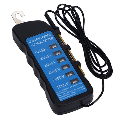 Electric Fence Tester Voltage Meter 10000V Waterproof Portable Tool with 6pcs Light for Farm V1294-YM0523-3111220063111