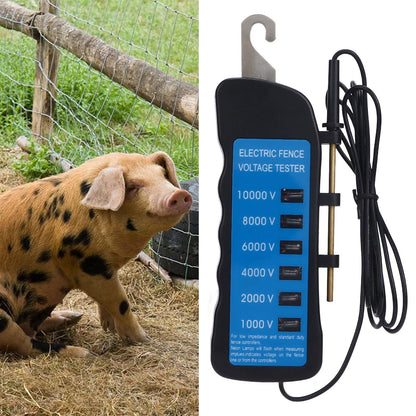 Electric Fence Tester Voltage Meter 10000V Waterproof Portable Tool with 6pcs Light for Farm V1294-YM0523-3111220063111