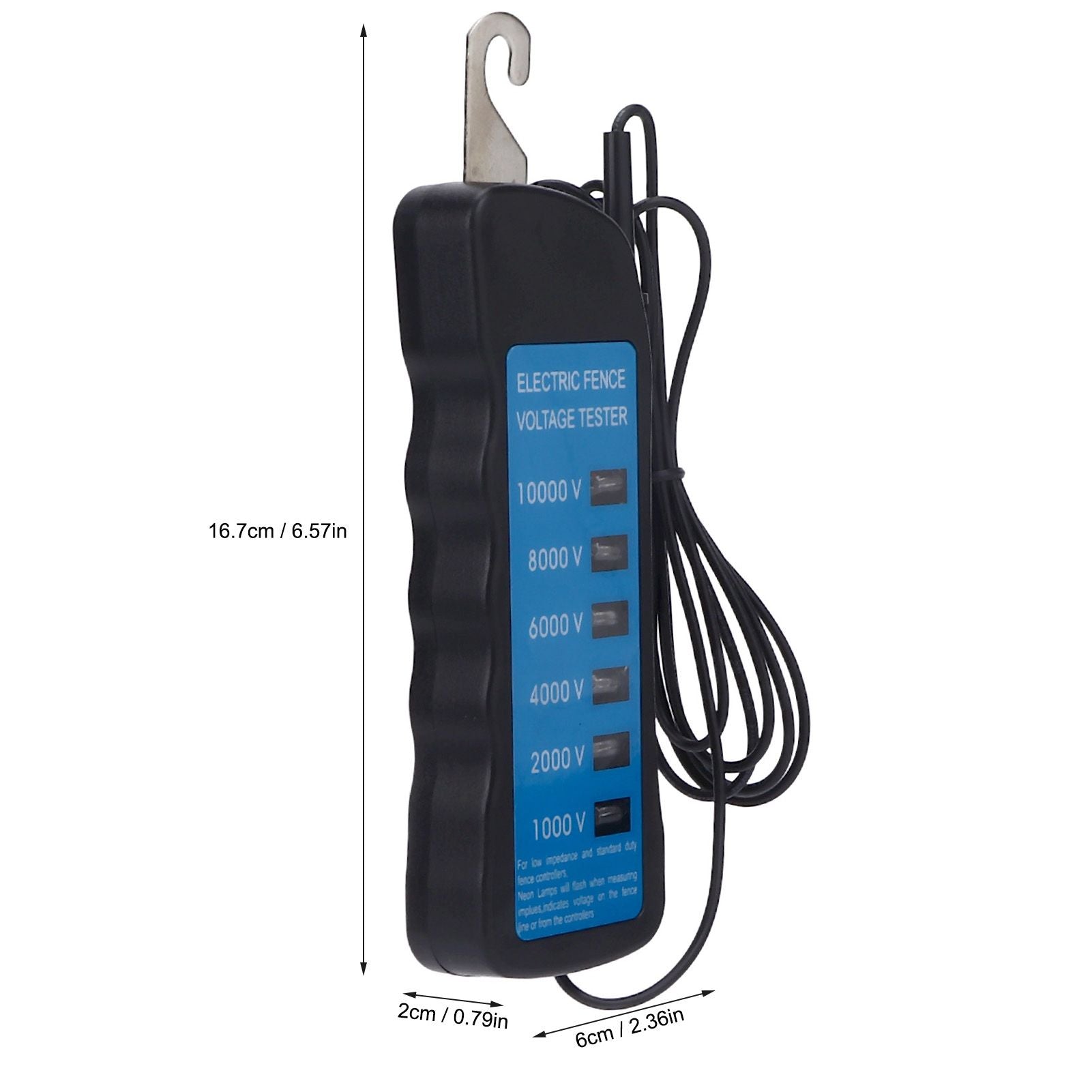 Electric Fence Tester Voltage Meter 10000V Waterproof Portable Tool with 6pcs Light for Farm V1294-YM0523-3111220063111