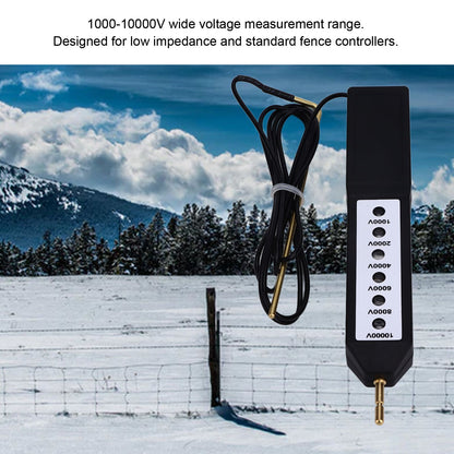 Electric Fence Tester Waterproof Voltage Meter 10KV Portable Tool with 6pcs Light for Farm V1294-YM0523-3111220064011