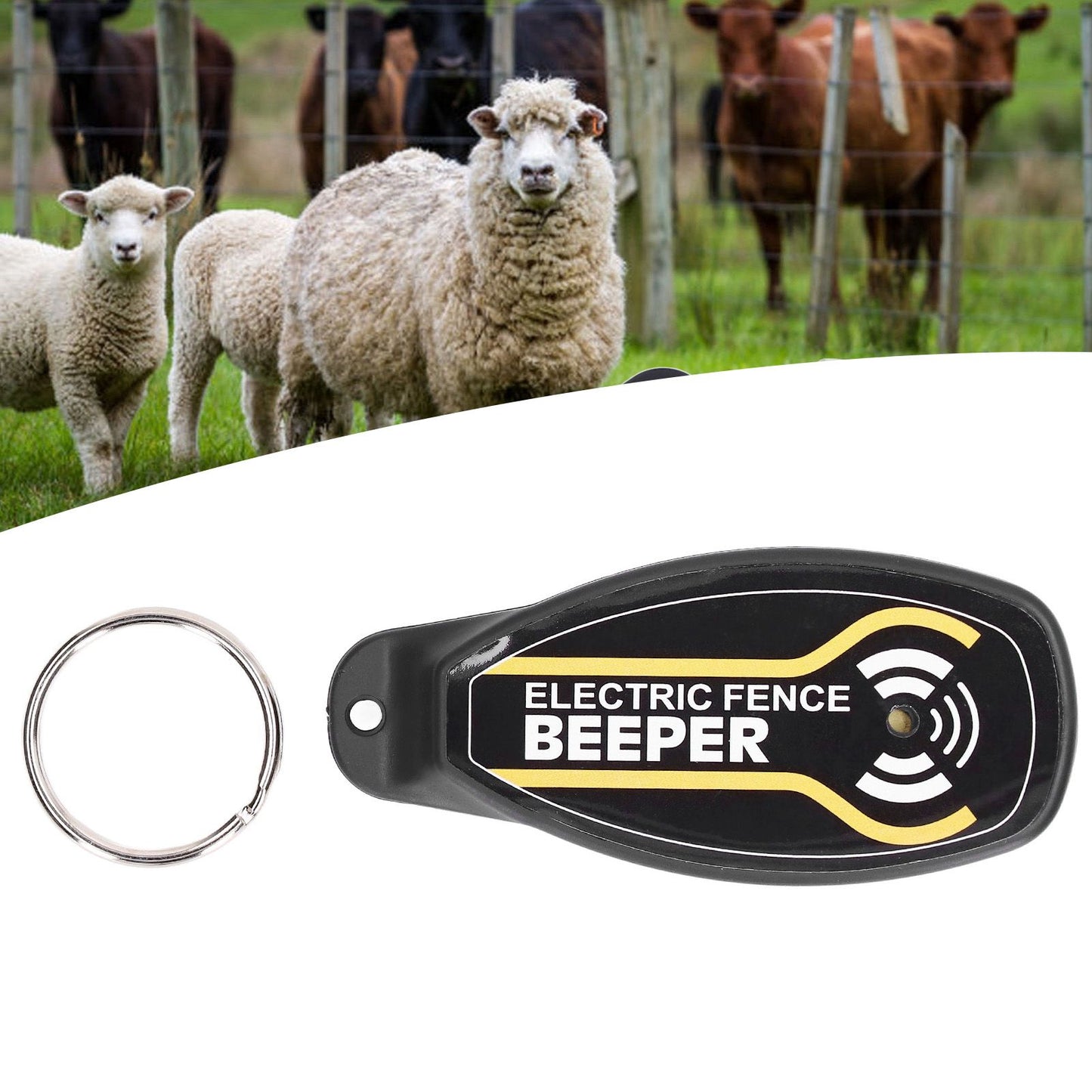 Electric Fence Beeper Portable Electric Fence Key Ring Beeper with On Off Button and Light V1294-YM0523-3111220064311