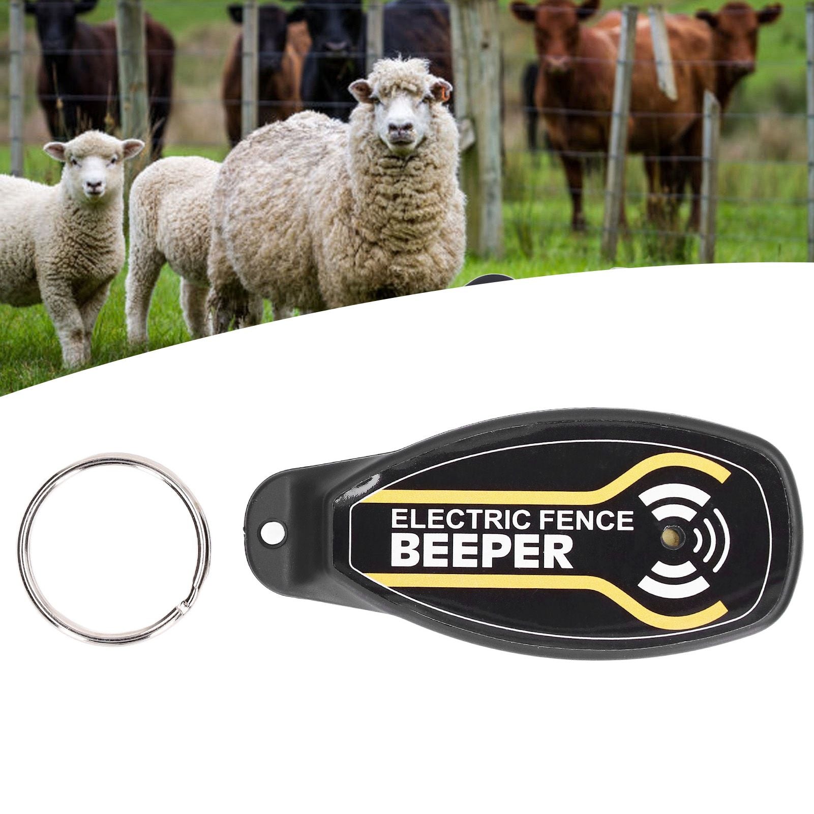 Electric Fence Beeper Portable Electric Fence Key Ring Beeper with On Off Button and Light V1294-YM0523-3111220064311
