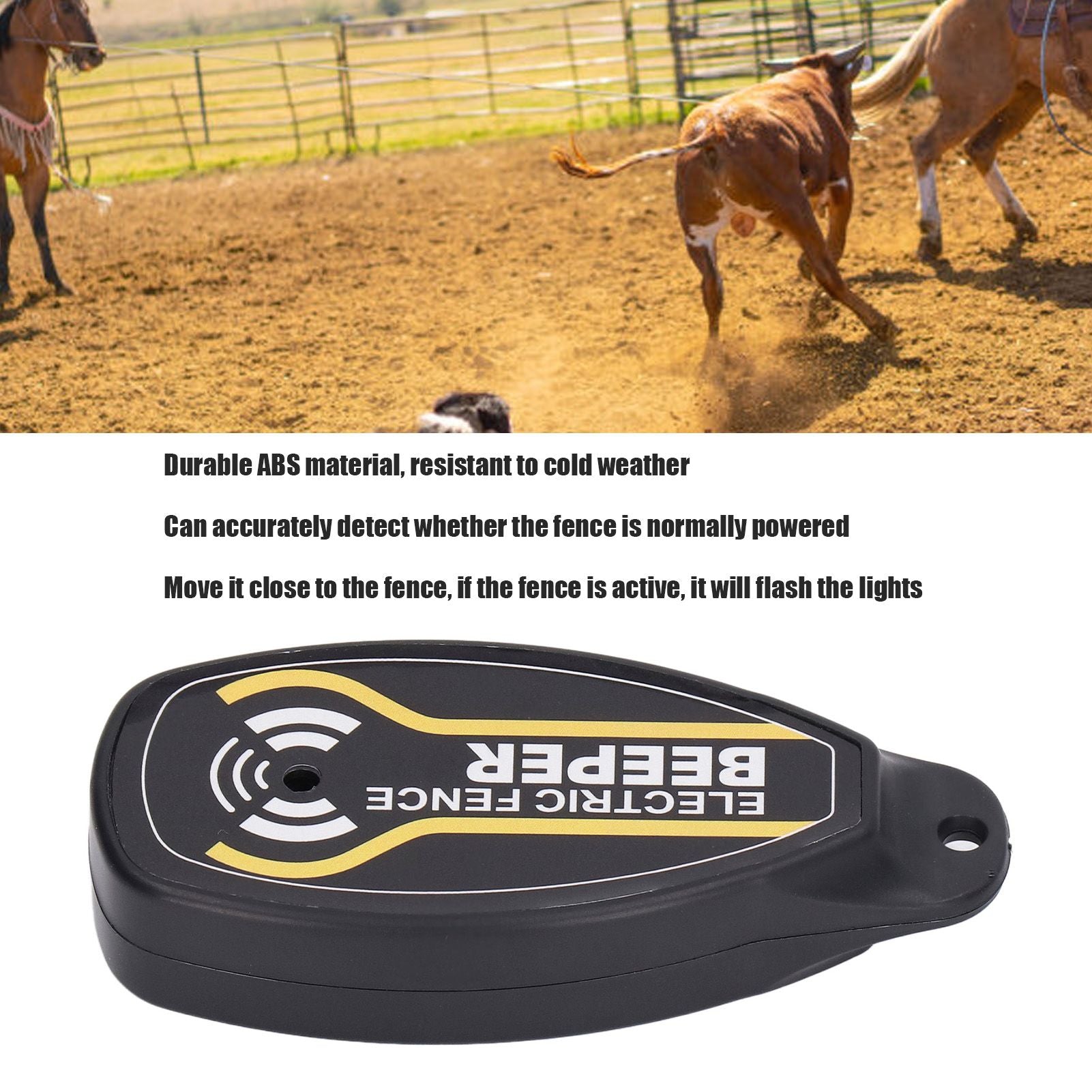Electric Fence Beeper Portable Electric Fence Key Ring Beeper with On Off Button and Light V1294-YM0523-3111220064311