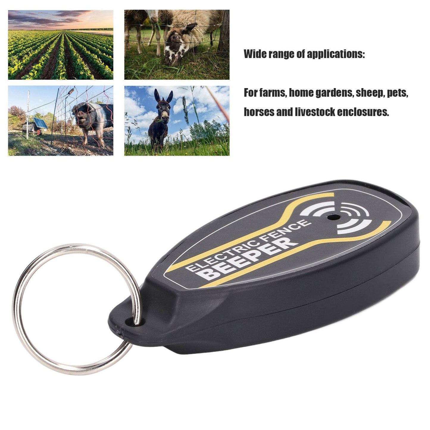 Electric Fence Beeper Portable Electric Fence Key Ring Beeper with On Off Button and Light V1294-YM0523-3111220064311
