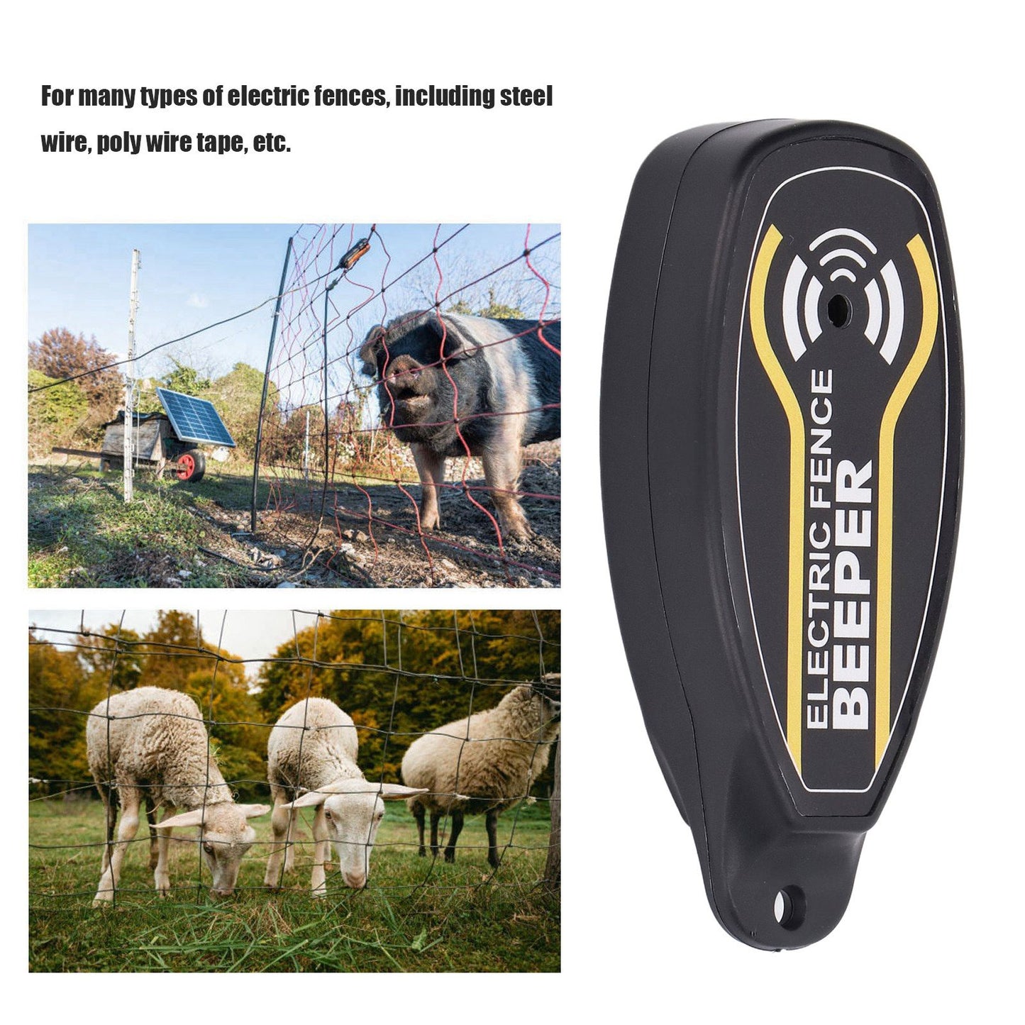 Electric Fence Beeper Portable Electric Fence Key Ring Beeper with On Off Button and Light V1294-YM0523-3111220064311