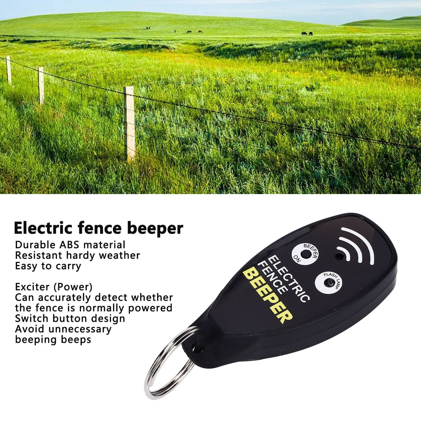 Electric Fence Beeper Portable Fence Voltage Tester Gardening Tool with Red Light for Farms V1294-YM0523-3111220064611