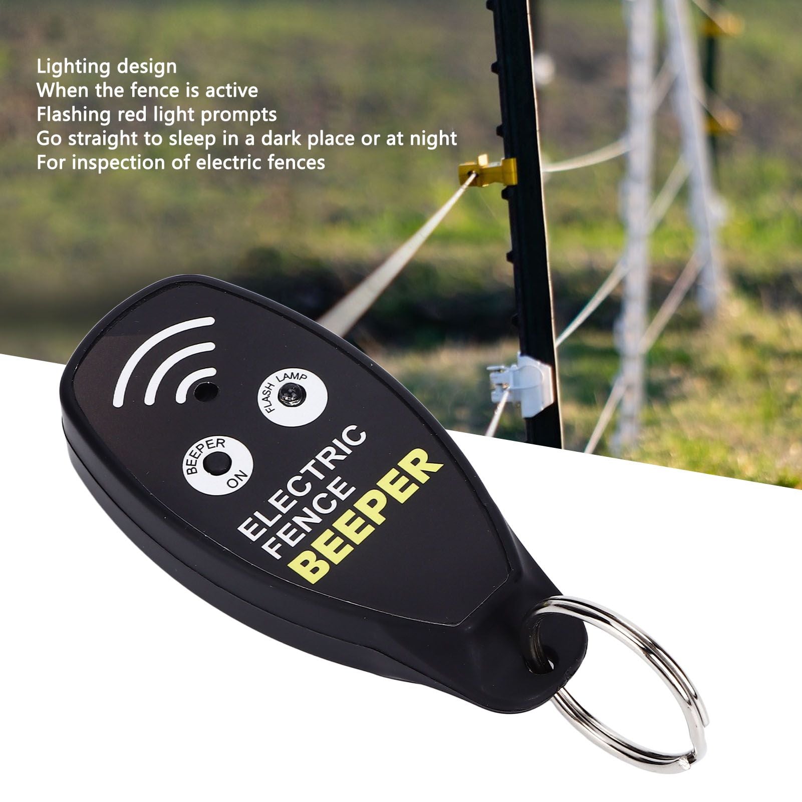 Electric Fence Beeper Portable Fence Voltage Tester Gardening Tool with Red Light for Farms V1294-YM0523-3111220064611