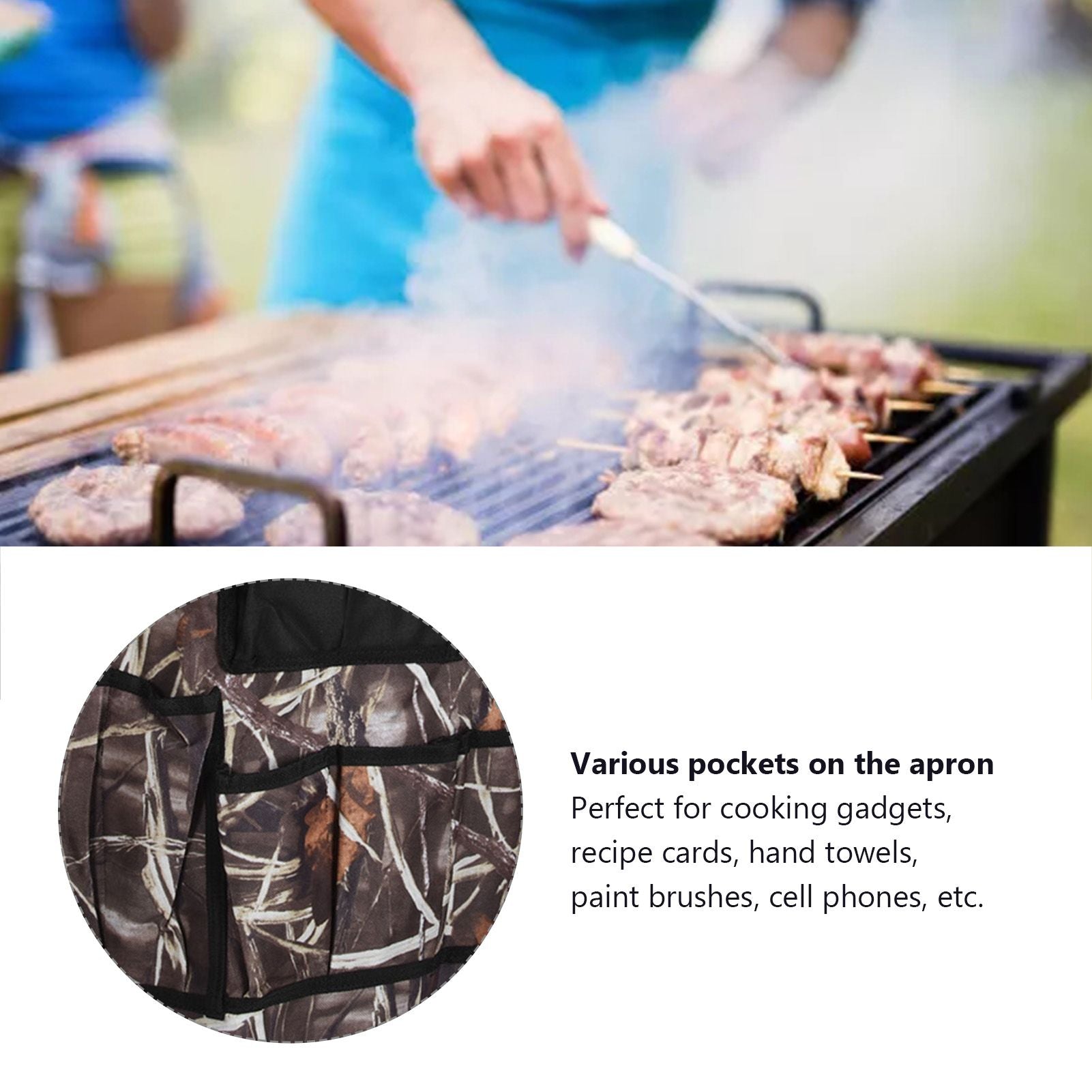 BBQ Apron Oxford Cloth Lightweight Kitchen Chef Grilling Apron for BBQ Grilling Cooking Reed Color V1294-YM0523-3111220066012