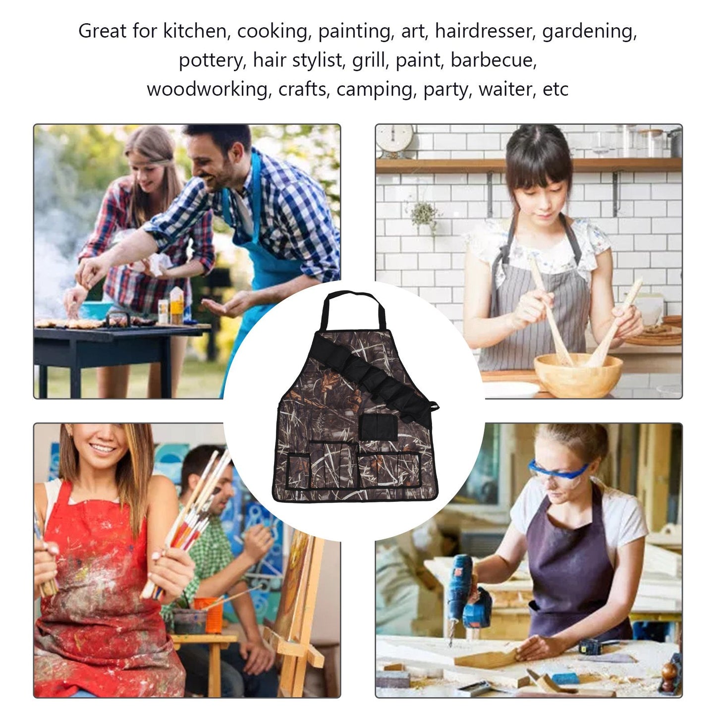 BBQ Apron Oxford Cloth Lightweight Kitchen Chef Grilling Apron for BBQ Grilling Cooking Reed Color V1294-YM0523-3111220066012