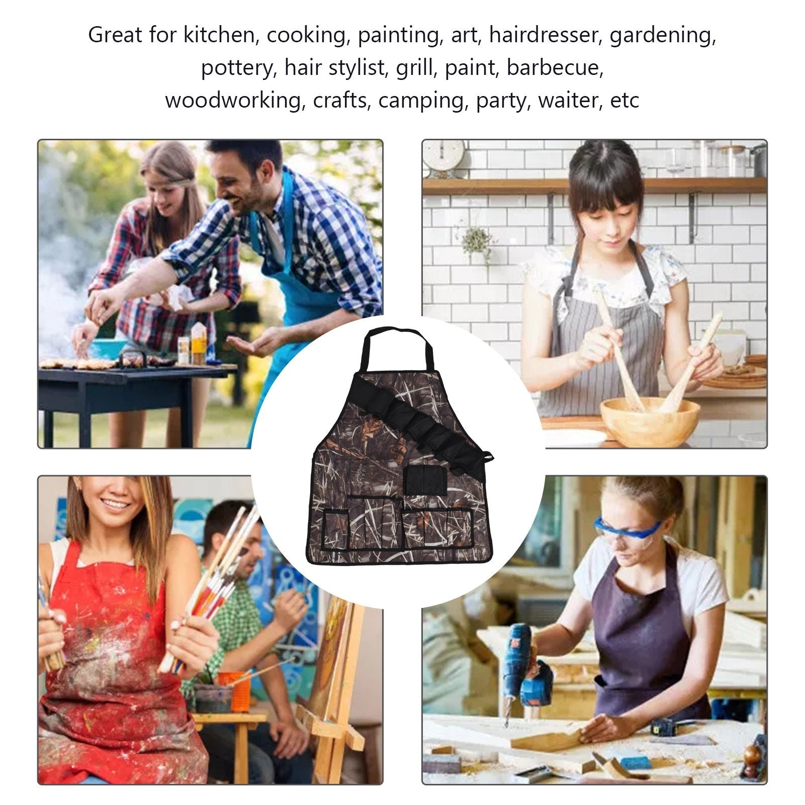 BBQ Apron Oxford Cloth Lightweight Kitchen Chef Grilling Apron for BBQ Grilling Cooking Reed Color V1294-YM0523-3111220066012