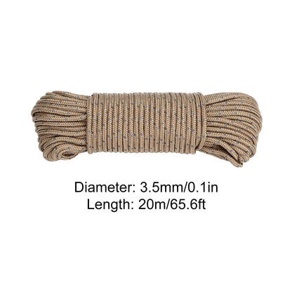 20m Camping Cord 3.5mm Diameter Reflective Tent Rope Camping High Strength Guyline for Ourdoor V1294-YM0523-3111220069411
