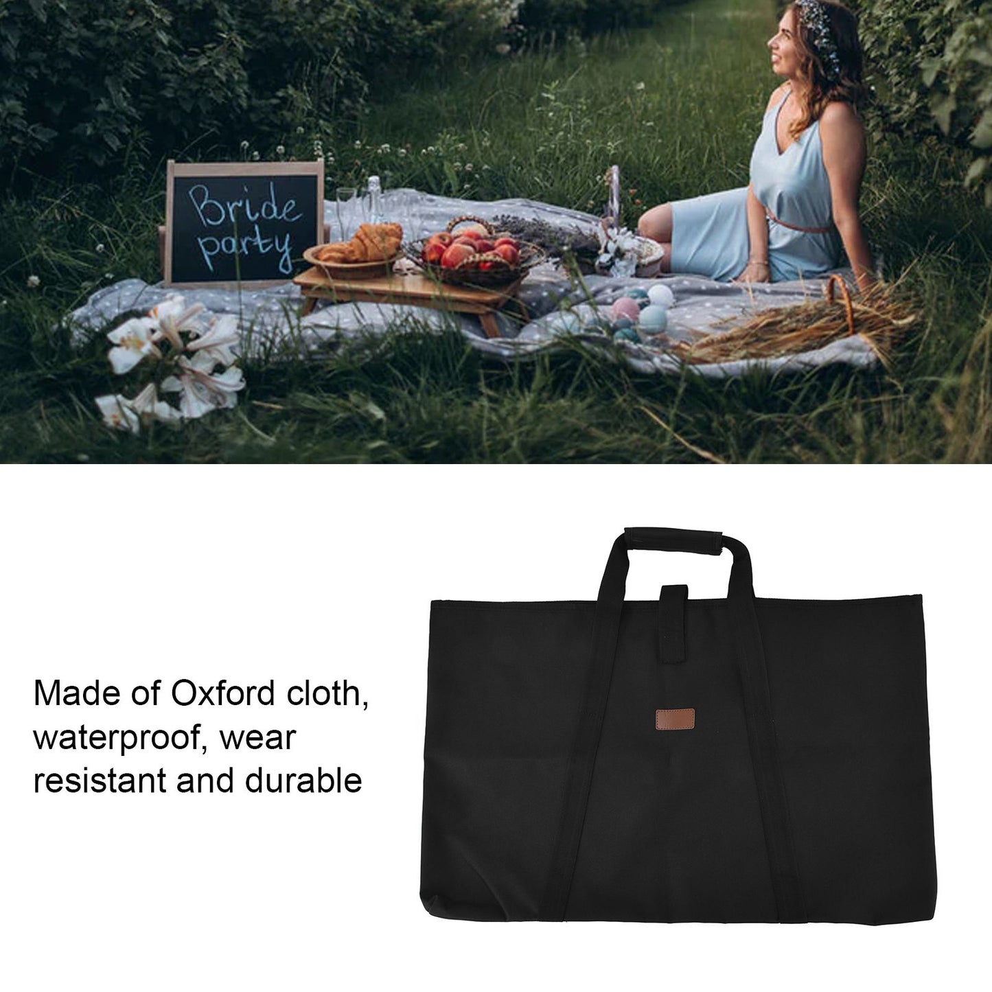 Folding Table Storage Bag Sponge Interlayer Waterproof Oxford Cloth Black Outdoor Multifunctional Carrying V1294-YM0523-3111220069511
