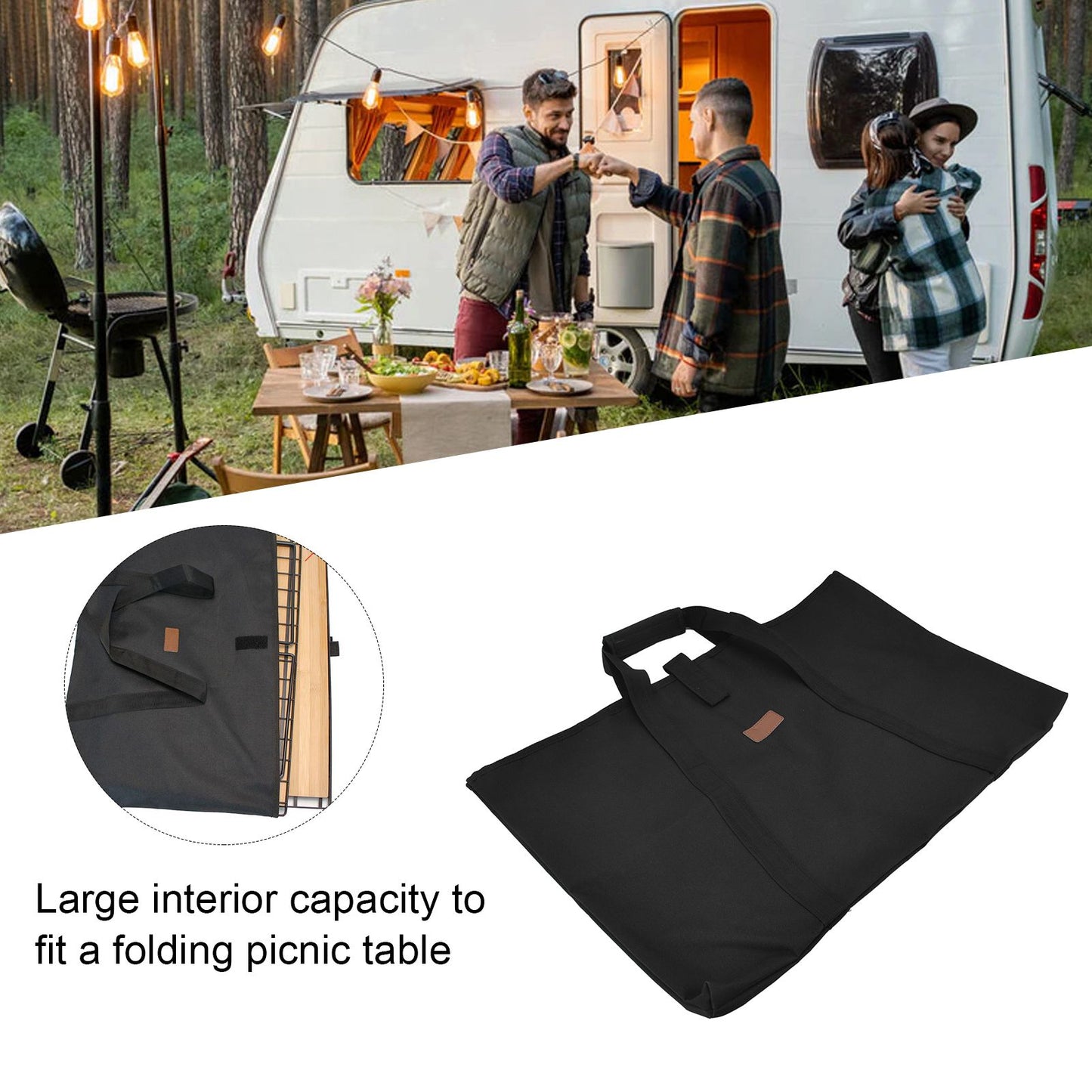 Folding Table Storage Bag Sponge Interlayer Waterproof Oxford Cloth Black Outdoor Multifunctional Carrying V1294-YM0523-3111220069511