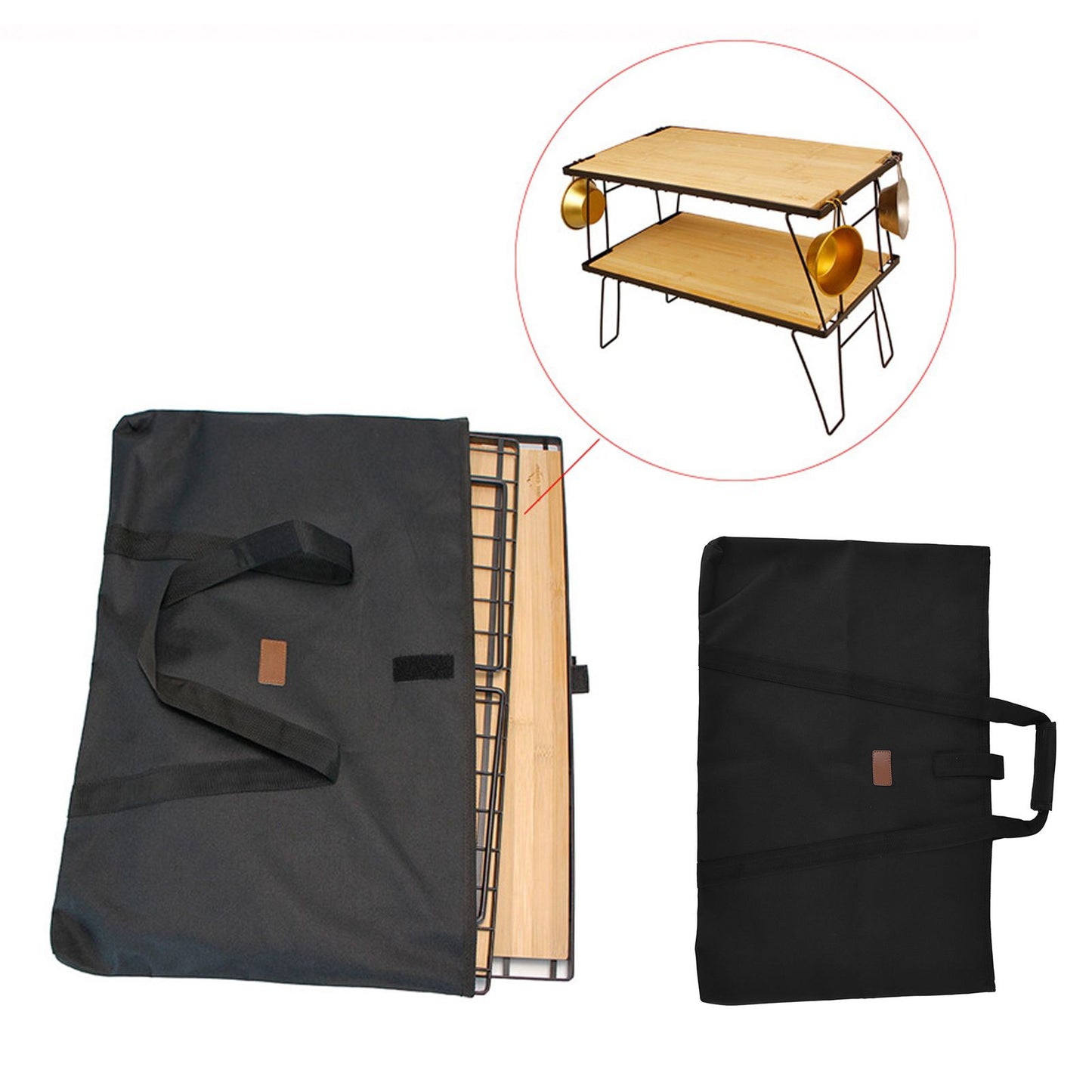 Folding Table Storage Bag Sponge Interlayer Waterproof Oxford Cloth Black Outdoor Multifunctional Carrying V1294-YM0523-3111220069511