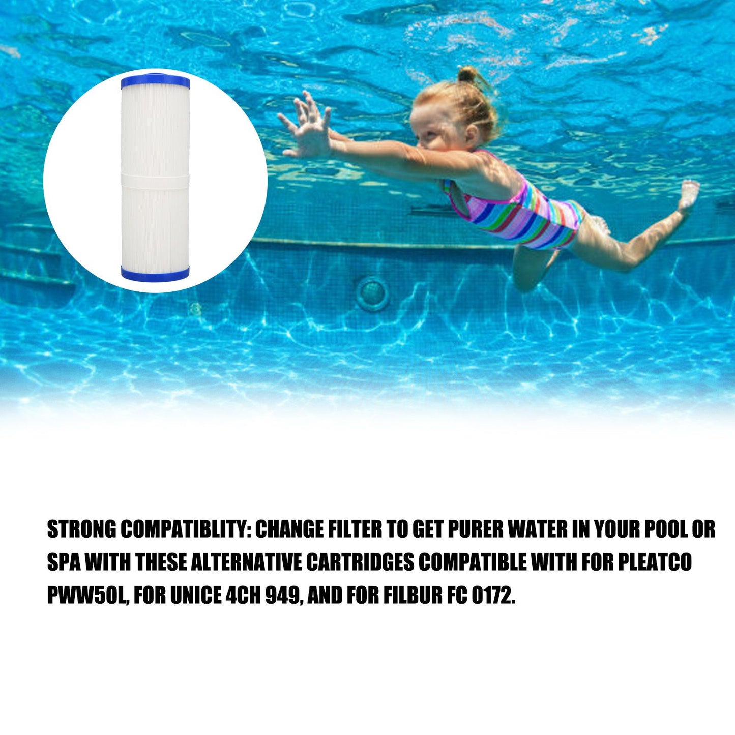 Pool Filter Polyester Mesh Children's SPA Filter Element Replacement for Pleatco PWW50L V1294-YM0523-3111220070111