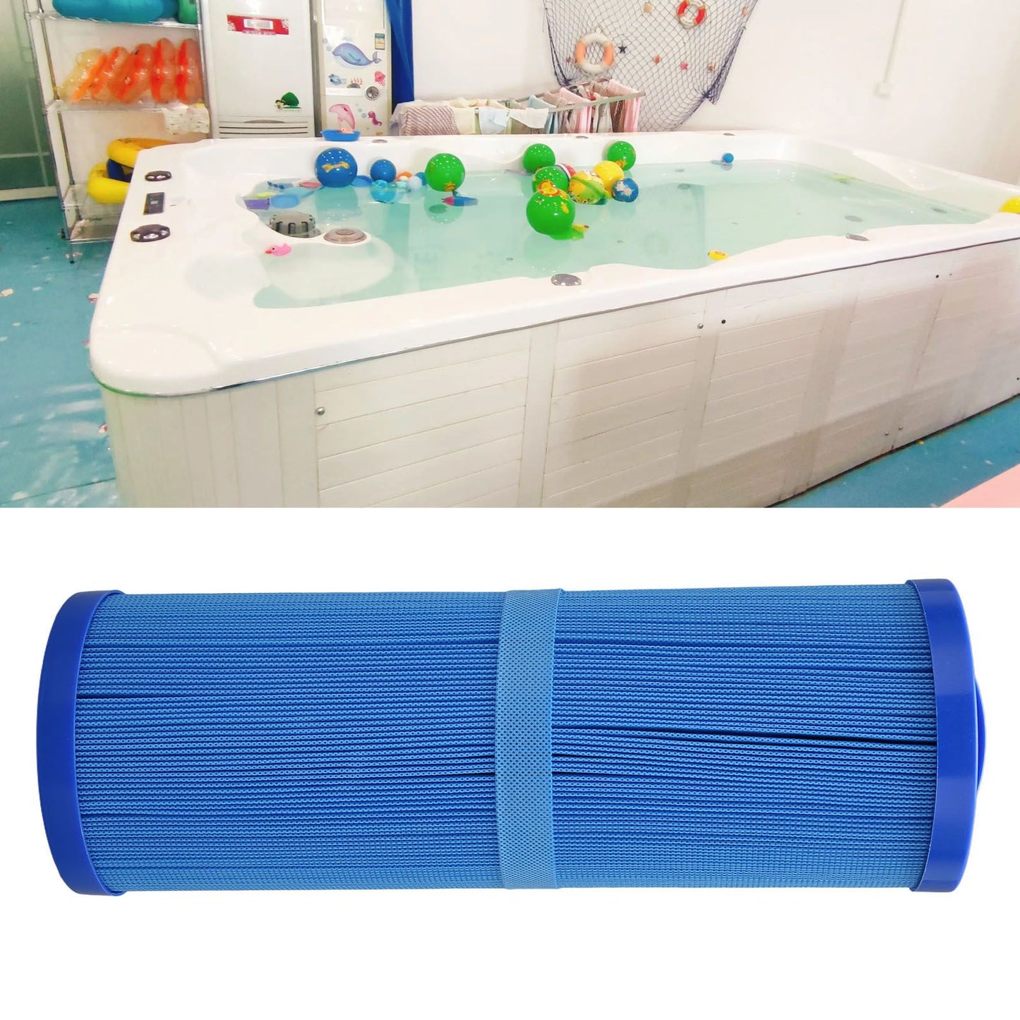 Swimming Pool Filter PP Children's SPA Filter Element Replacement for PWW50L Blue V1294-YM0523-3111220070211