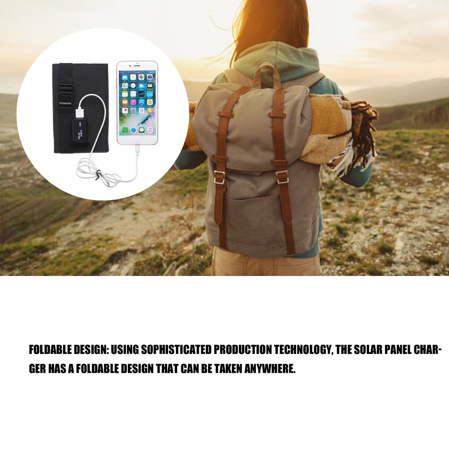 Solar Panel Charger 20W 5.5V Foldable Portable Strong Power Output Solar Charger for Charging Mobile Phones V1294-YM0523-3111220071311