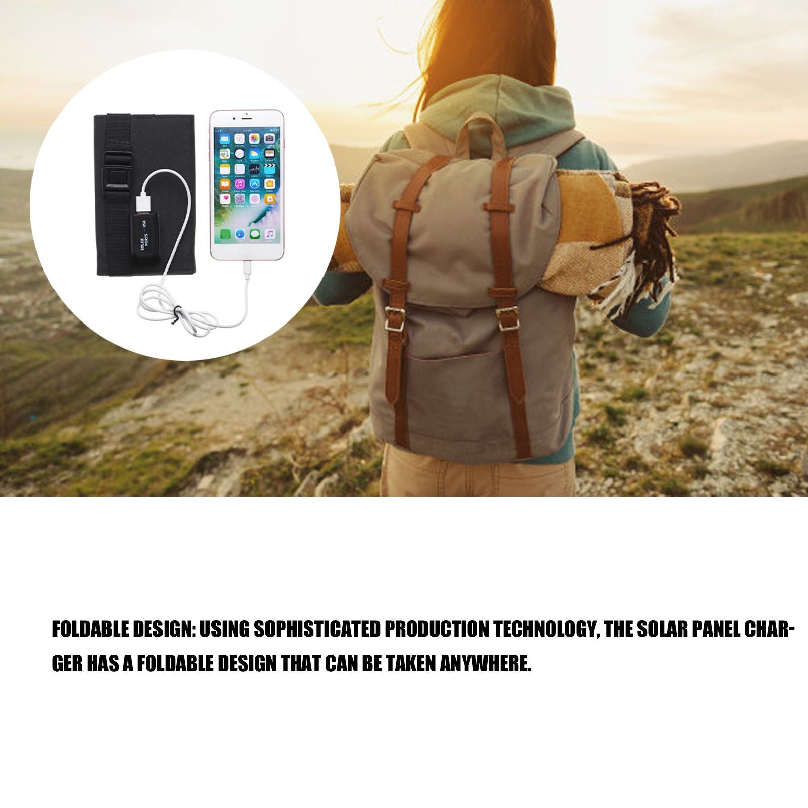 Solar Panel Charger 20W 5.5V Foldable Portable Strong Power Output Solar Charger for Charging Mobile Phones V1294-YM0523-3111220071311