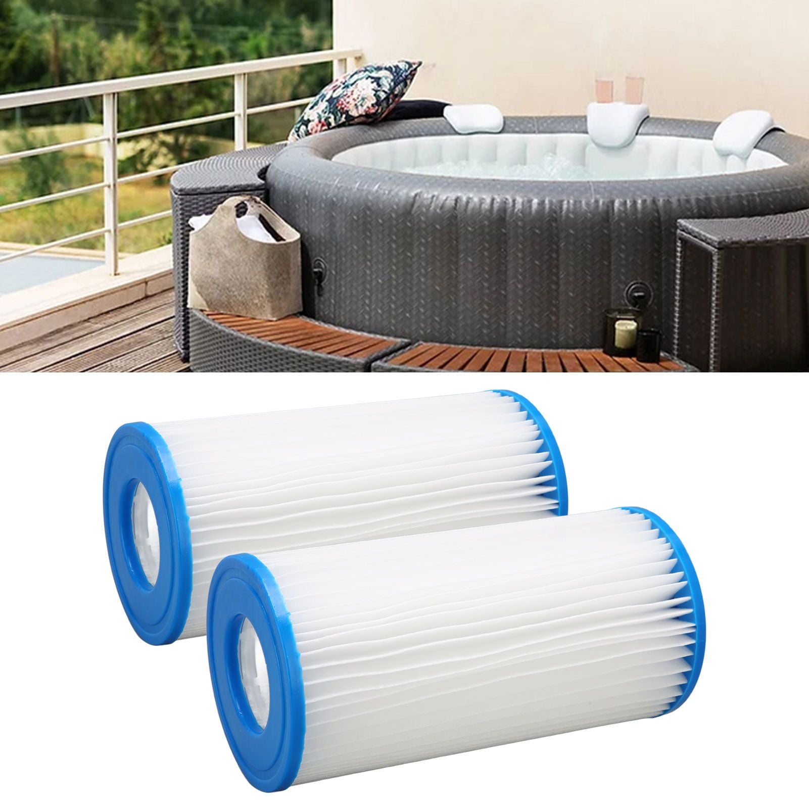 2Pcs Pool Filter Cartridge Filter Element Replacement for Hot Tubs Spas Children's Swimming Pools V1294-YM0523-3111220072211