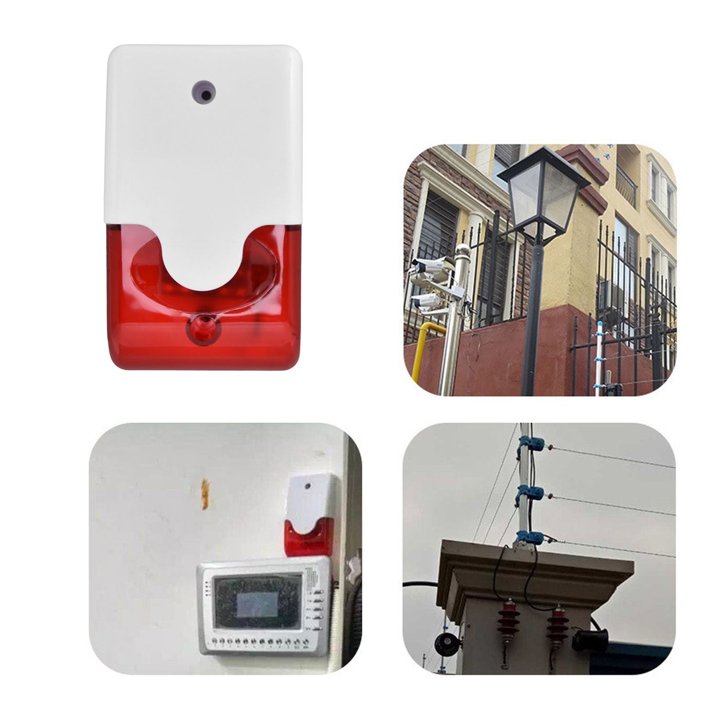 Mini Strobe Siren Wired Alarm Strobe Flashing Light Horn Flash Sound Siren for Home Security Alarm System V1294-YM0523-3111220072611