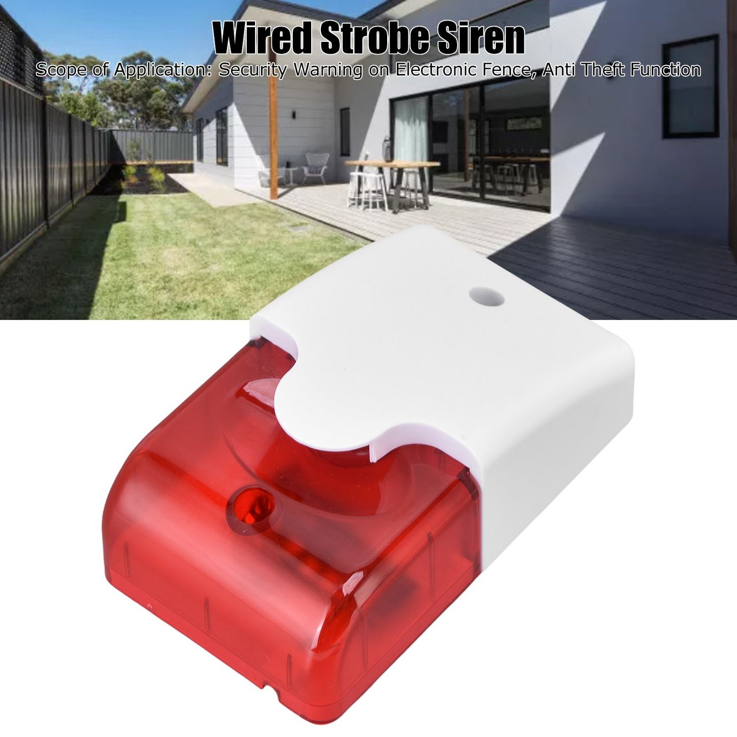 Mini Strobe Siren Wired Alarm Strobe Flashing Light Horn Flash Sound Siren for Home Security Alarm System V1294-YM0523-3111220072611